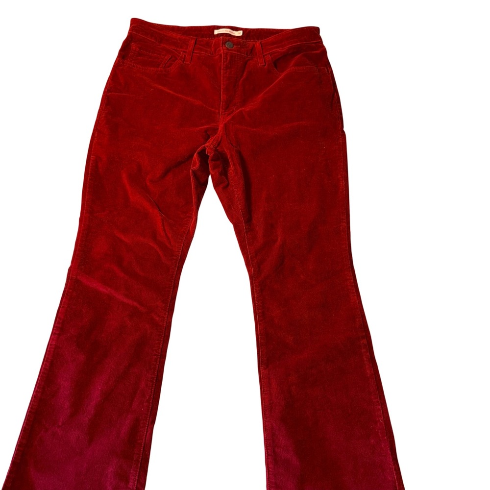Levi's Womens 32 Red Corduroy 725 High Rise Bootcut Pants Stretch Cotton Blend